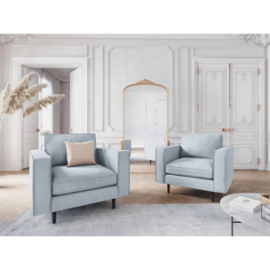 Fauteuil "Alexis" en velours bleu clair