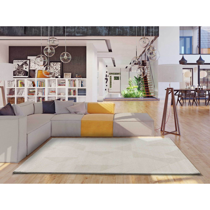 HL-GEOMETRIC Alfombra con texturas neutras de pelo corto en color crema, varias medidas disponibles