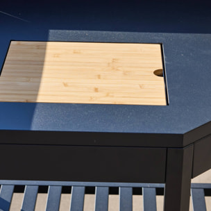 Module d'angle cuisine extérieure acier avec bac à glaçons et planche en bois L80cm THIRA