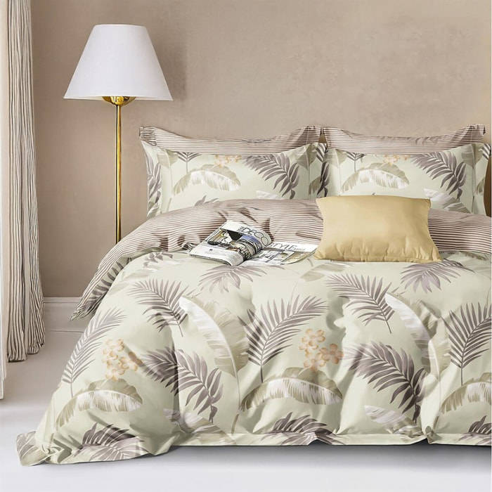 Parure housse de couette avec taie à volant 100% coton - Amonda