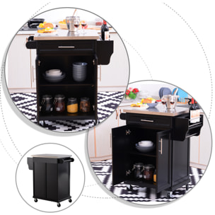 Desserte de cuisine multi-rangements noire