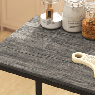 Ensemble table de bar 2 tabourets métal noir effet bois gris