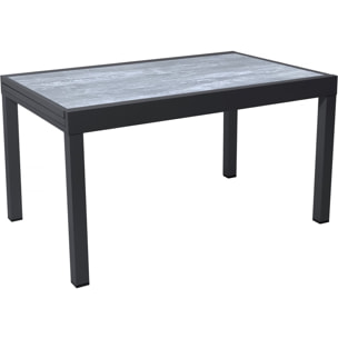 Table extensible et chaises de jardin en aluminium "Lagos" - 140/280 x 90 x 76 cm - 8 places - Gris clair