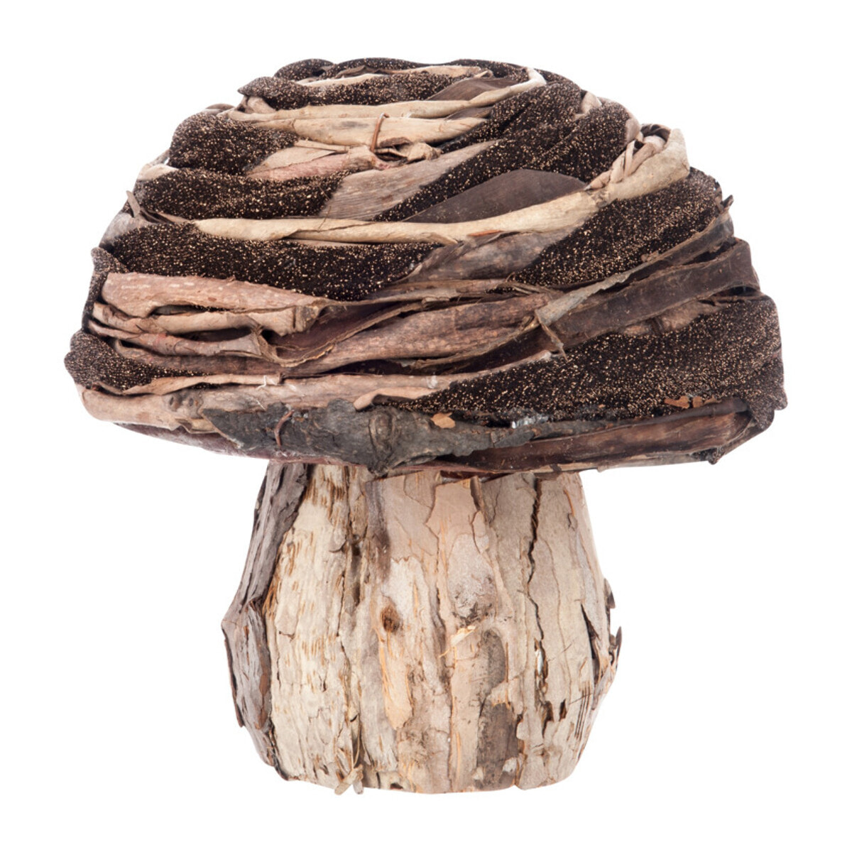 J-Line décoration Champignon Lint - polyrésine - brun/naturel - medium - 2 pièces