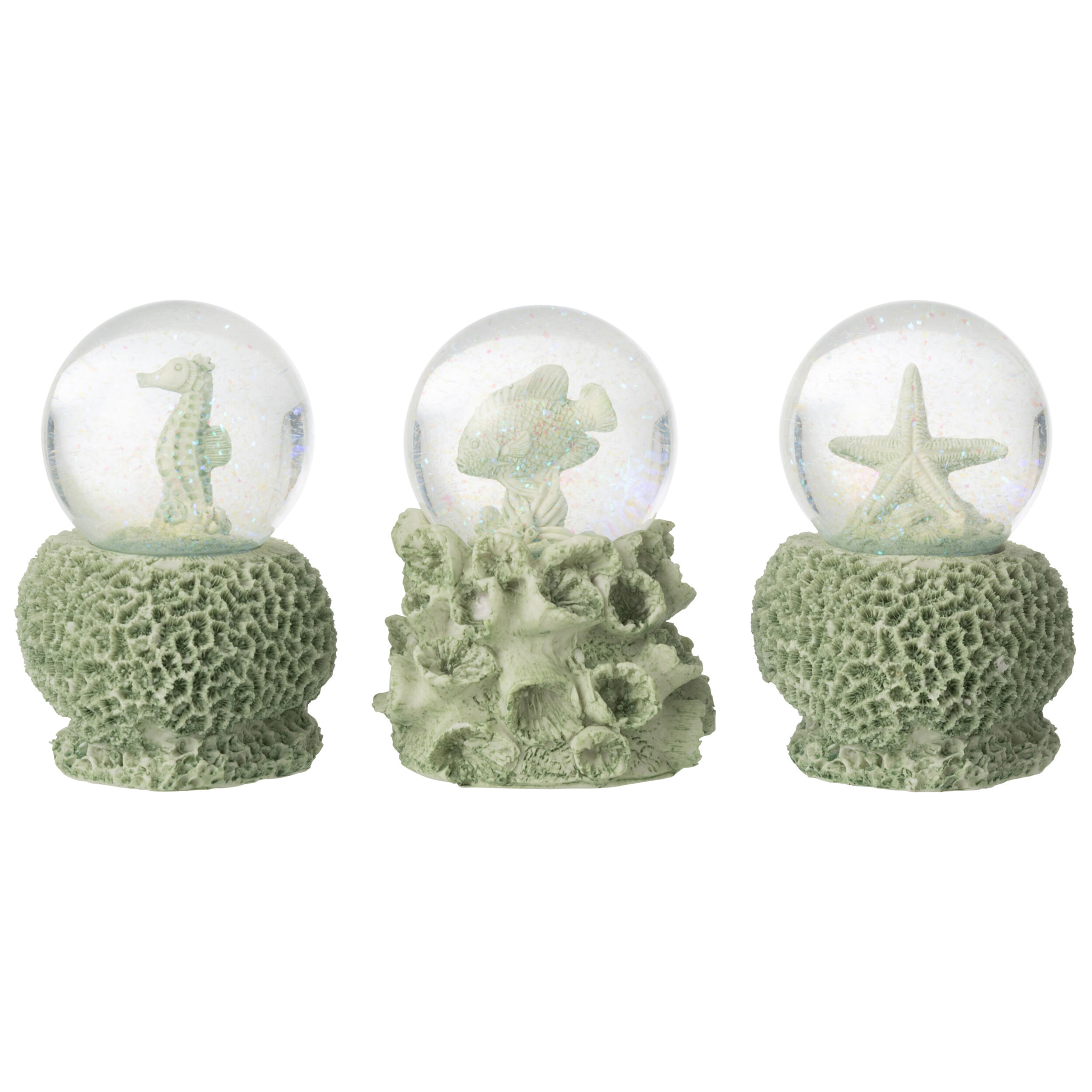 J-Line Boule de Neige Sea - polyrésine - vert menthe - large - 3 pièces