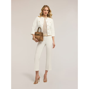 Motivi - Pantalones kick flare en drill - Blanco