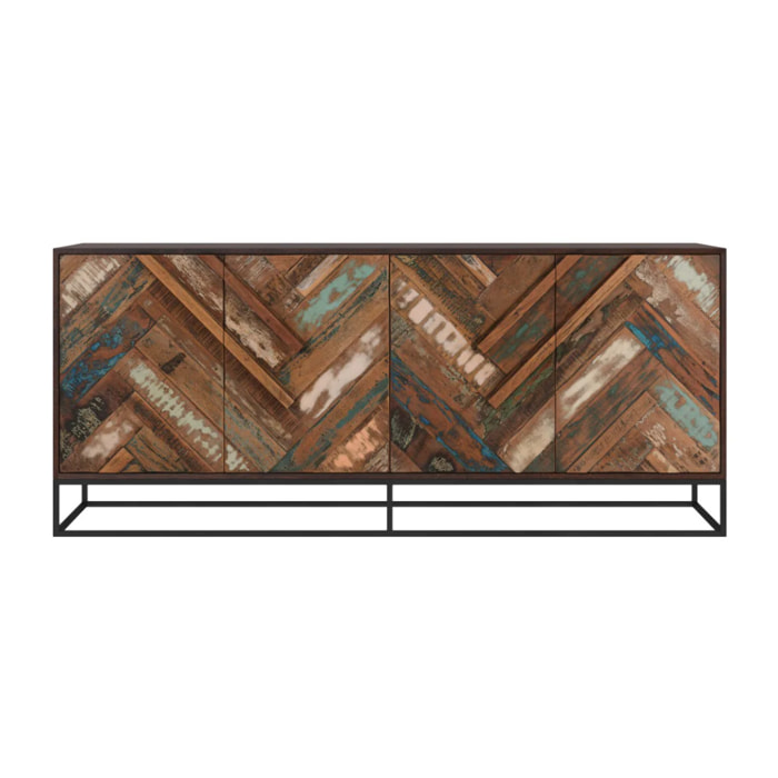 Buffet 4 portes en bois d'acacia et bois recyclé - Krabi