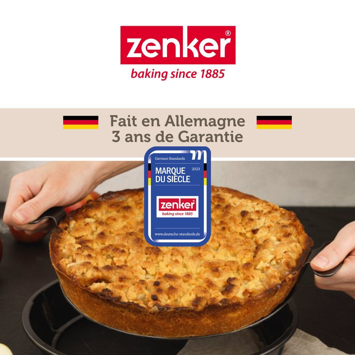 Ensemble de 2 Moules à gâteau et quiches rond de 28 cm avec fond amovible Zenker Black Metallic