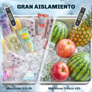 Carrito Nevera de 76L con Ruedas, Carro de Bebidas con Estante, Abrebotellas, Recogetapas, Drenaje y 2 Asas, Mesa Nevera Jardín Exterior para Patio, Fiesta, BBQ, 92x39x81 cm, Plateado