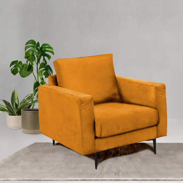 Fauteuil Caruso Velours Jaune - 1 Place