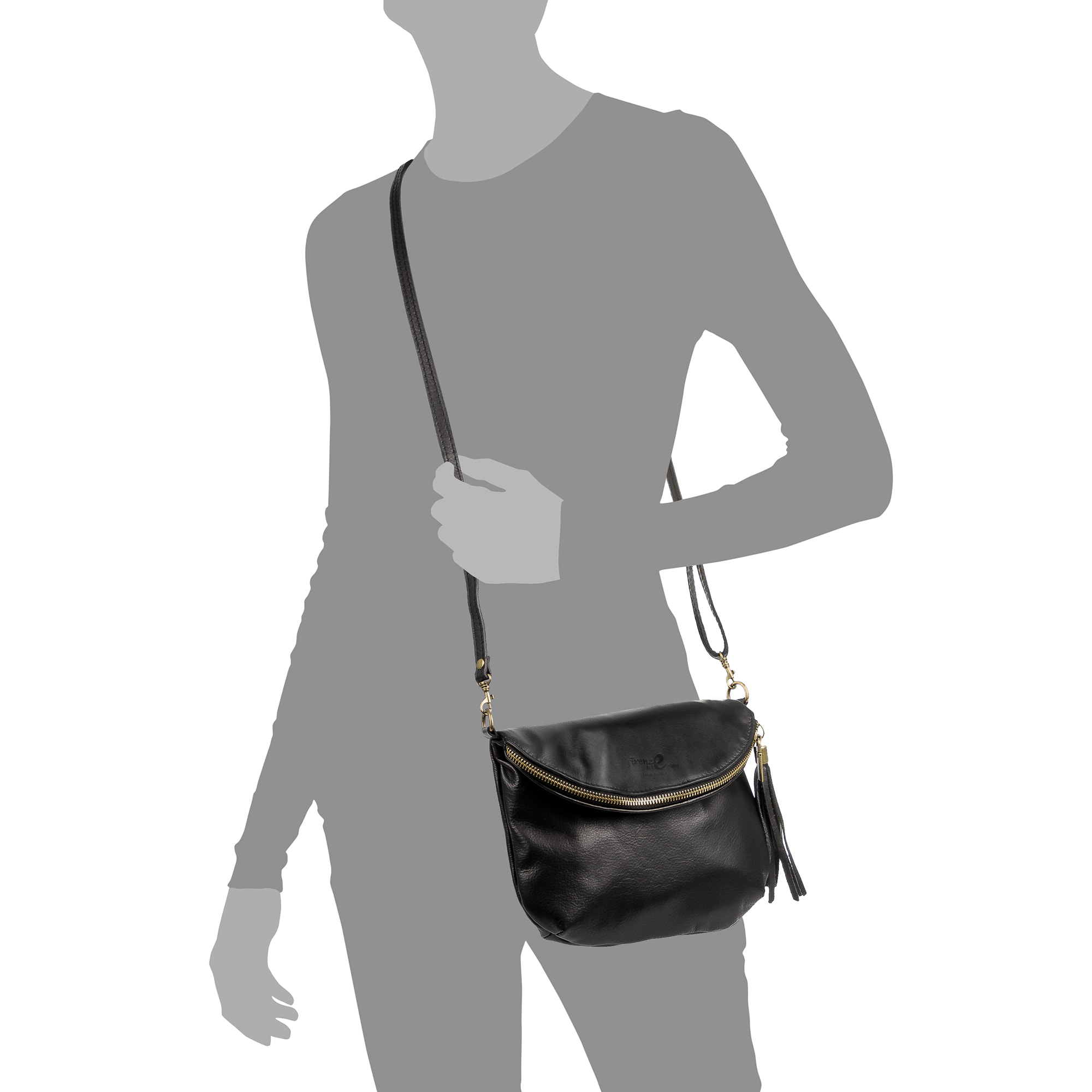 Borsa a Spalla da Donna Ancona Vera Pelle Sauvage Made in Italy 21,5x4x17 Cm. Colore nero