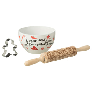 J-Line set pâtisserie Pain D'épice - céramique - rouge - boîte cadeau