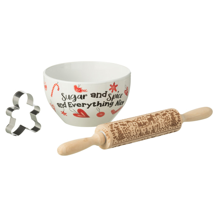 J-Line set pâtisserie Pain D'épice - céramique - rouge - boîte cadeau