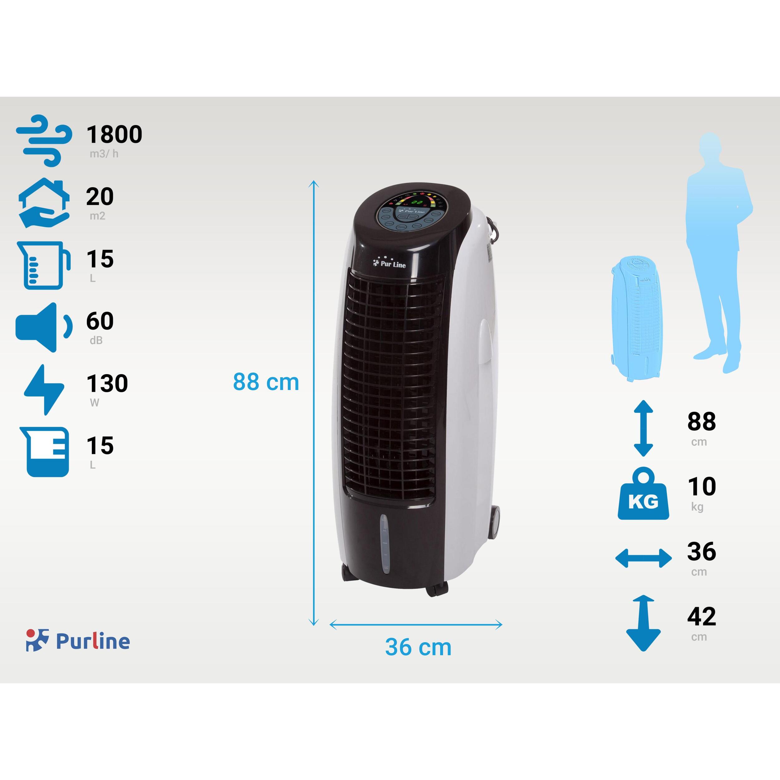 Climatizador evaporativo portatil con 6 velocidades y temporizador RAFY 100 PURLINE