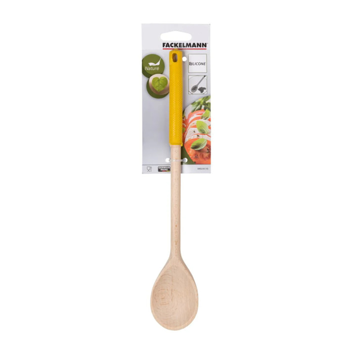 Cuillère de cuisine en bois avec manche en silicone coloré Fackelmann Wood Edition