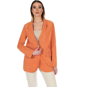 Giacca blazer in pelle scamosciata colore arancione