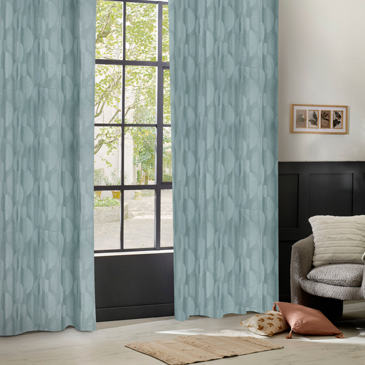 Rideau "Wimbi" jacquard bleu clair 140x260cm