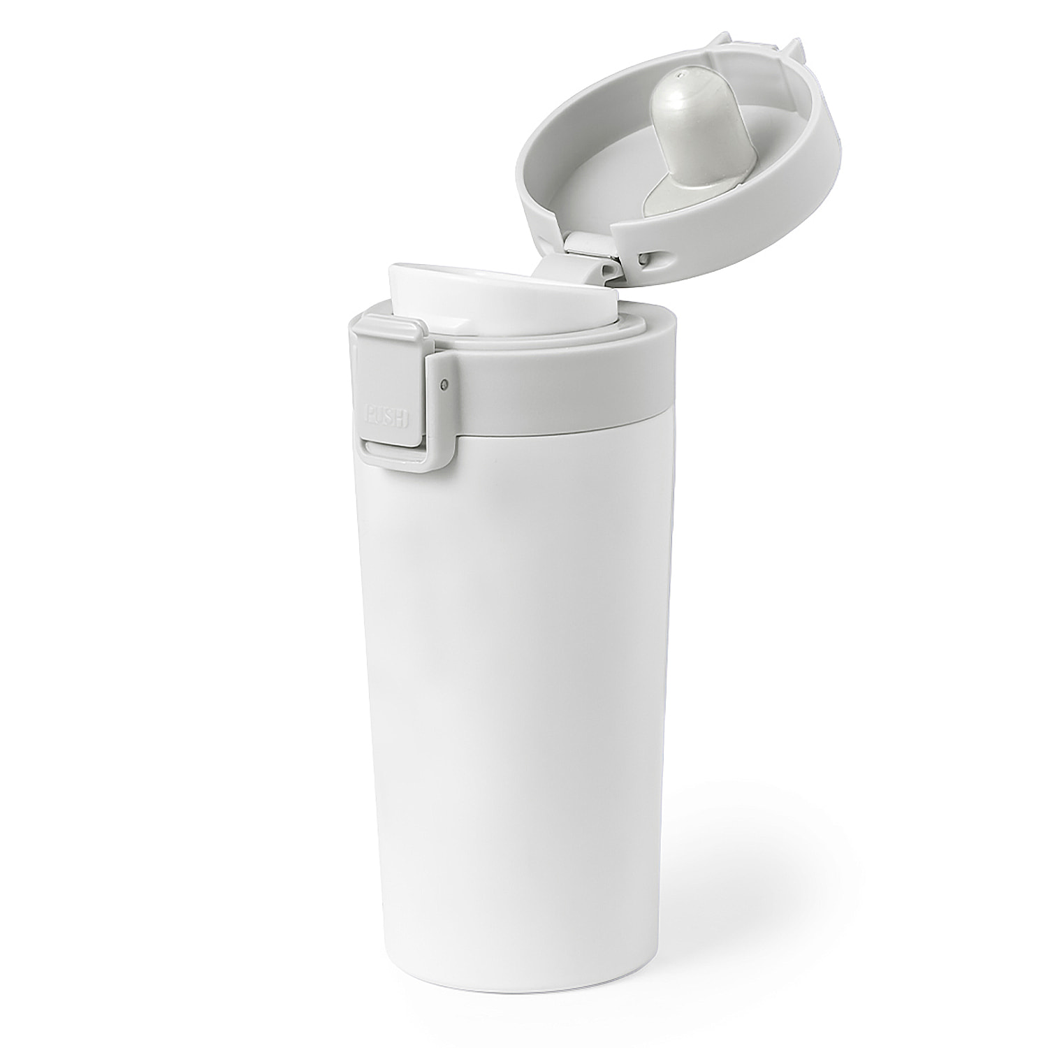 Vaso térmico de acero inox, con doble pared y 380 ml de capacidad. Incluye tapa con cierre a rosca para un óptimo sellado y dosificador.