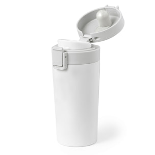 Vaso térmico de acero inox, con doble pared y 380 ml de capacidad. Incluye tapa con cierre a rosca para un óptimo sellado y dosificador.
