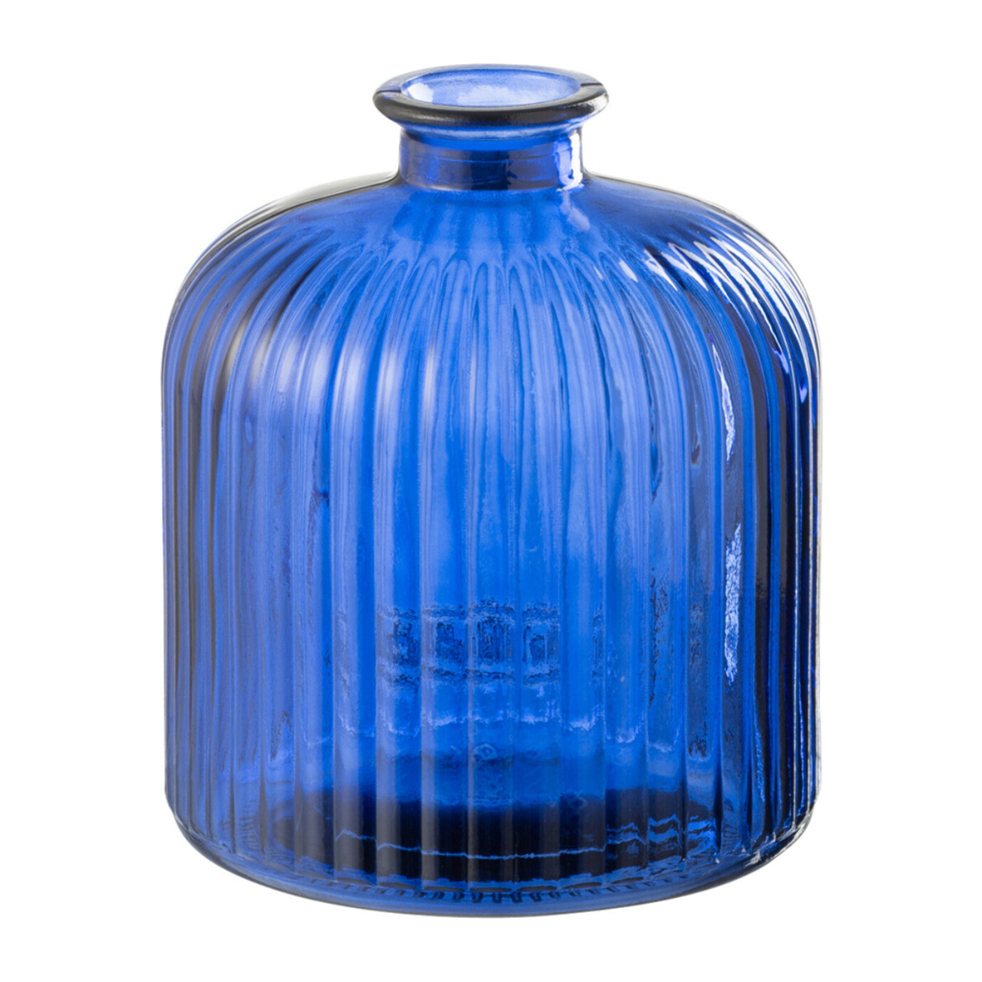 J-Line Vase Bottle Stripe Glass Blue Small