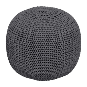 Pouf tricot rond en coton gris foncé  D40 cm - Elisa