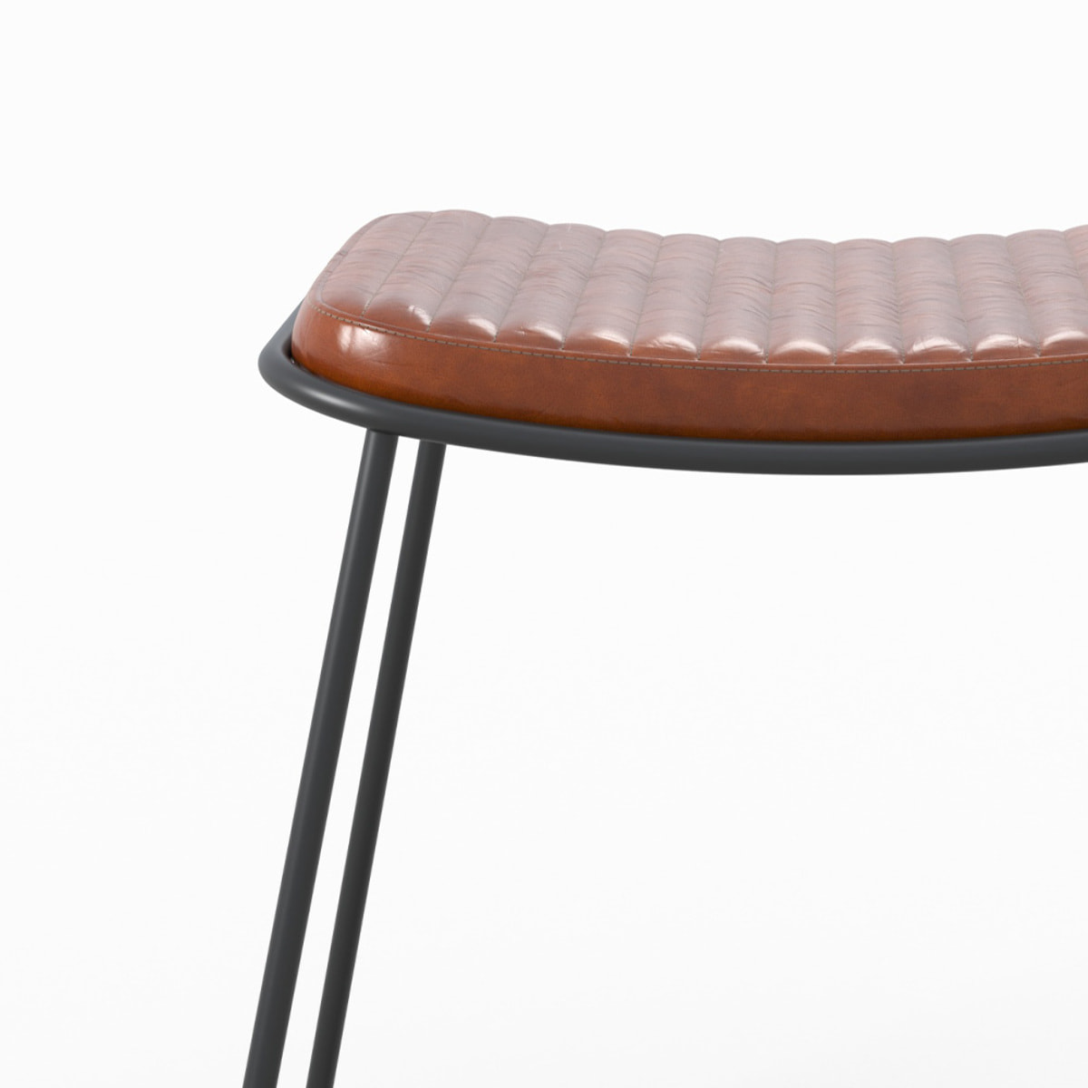 Tabouret Germain en cuir marron