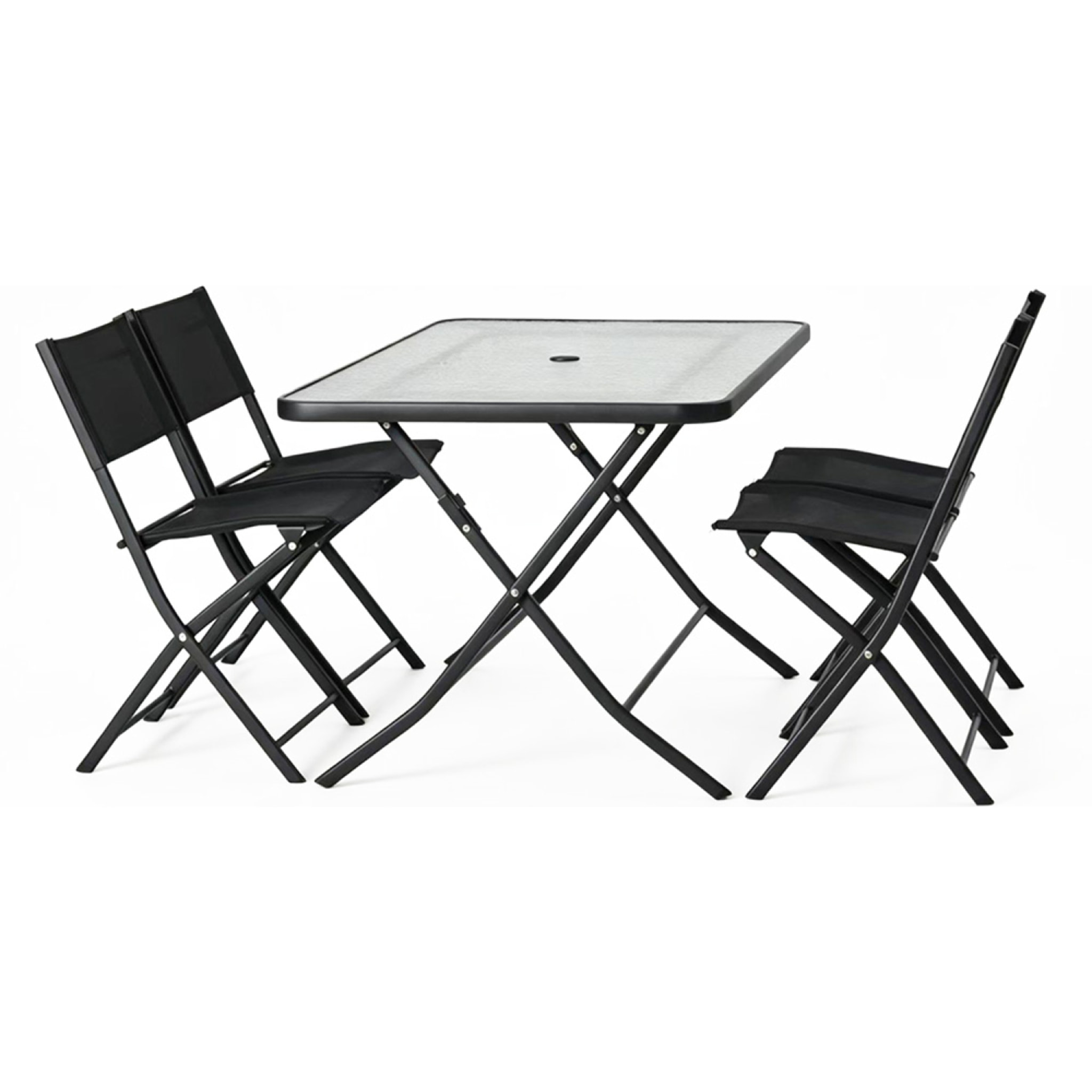 Ensemble table de jardin 130 cm et 4 chaises pliantes JUNON