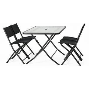 Ensemble table de jardin 130 cm et 4 chaises pliantes JUNON