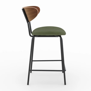 Lot de 2 chaises pour îlot central en velours côtelé kaki 64.5 cm - Jade