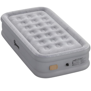 Colchón Hinchable Individual 190x97x39 cm con Bomba Integrada, Inflado 3 Min Desinflado 2 Min, Colchón Inflable Plegable Impermeable, Bolsa Transporte, Superficie Flocado, Carga 200 kg, Gris