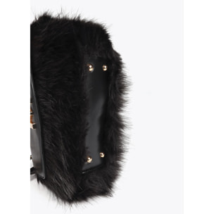 Tracolla in pelle effetto pelo