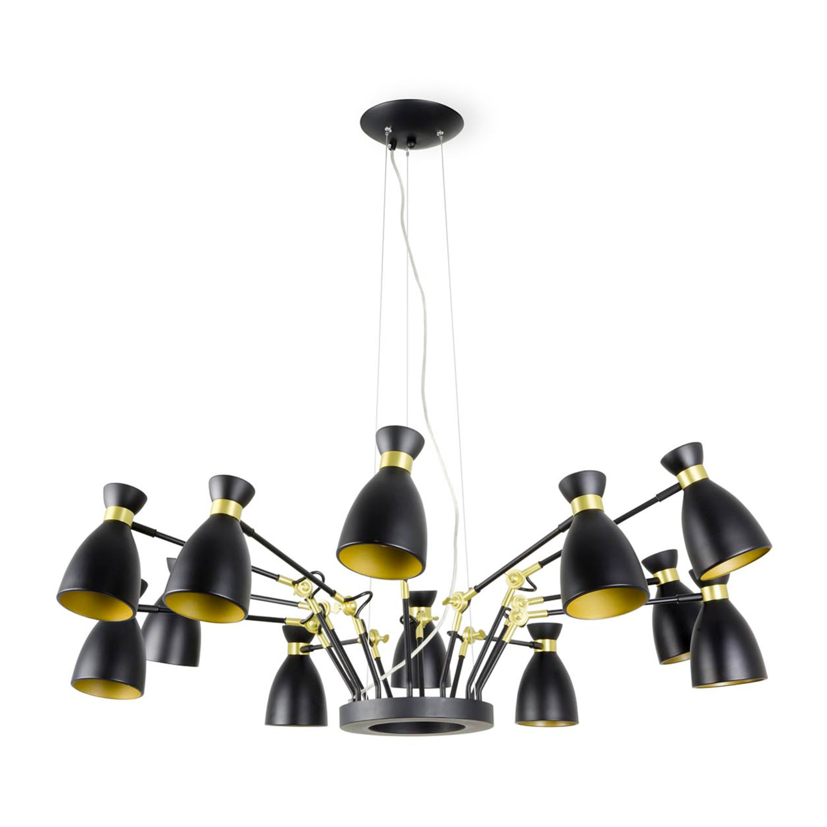 RETRO 12L Lampe suspension noire et or satiné