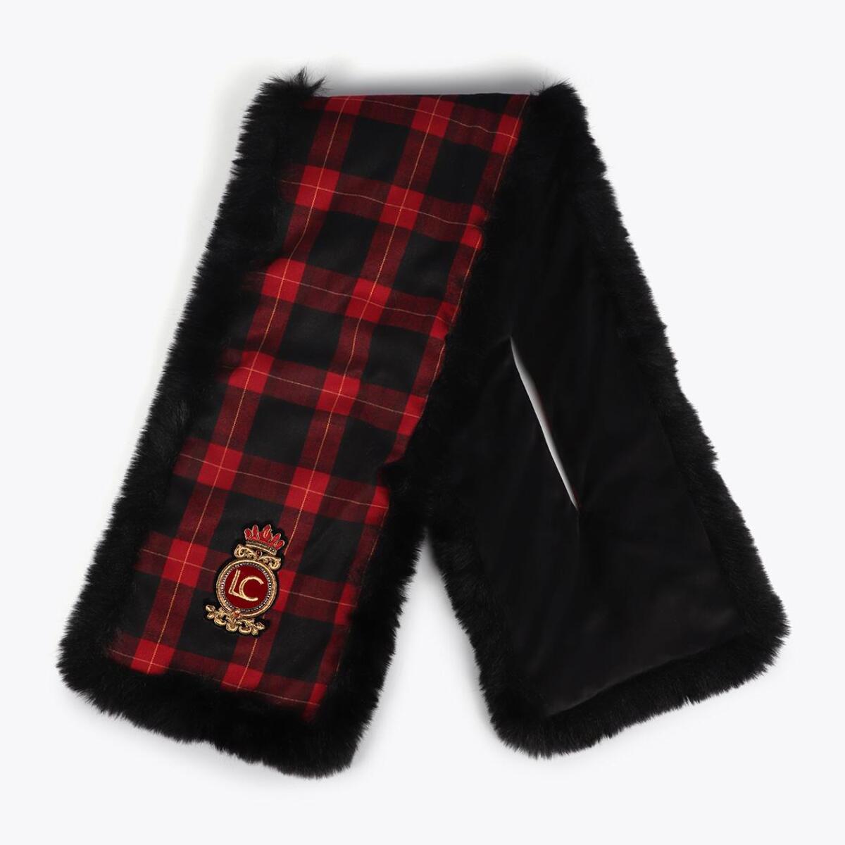 Sciarpa reversibile tartan ed effetto pelliccia