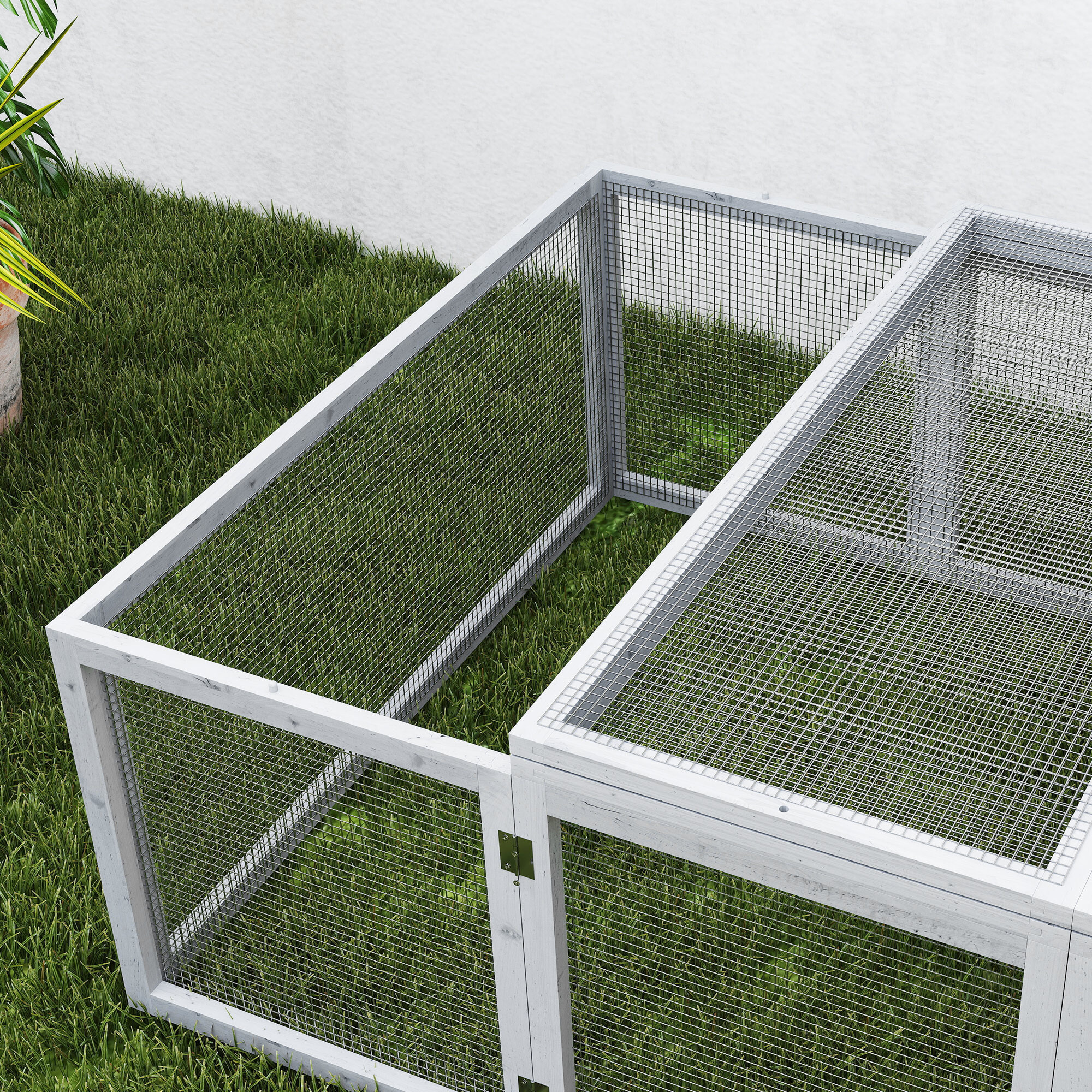 Clapier cage à lapins extérieur intérieur 2 portes supérieures 181L x 100l x 48H cm bois pin gris