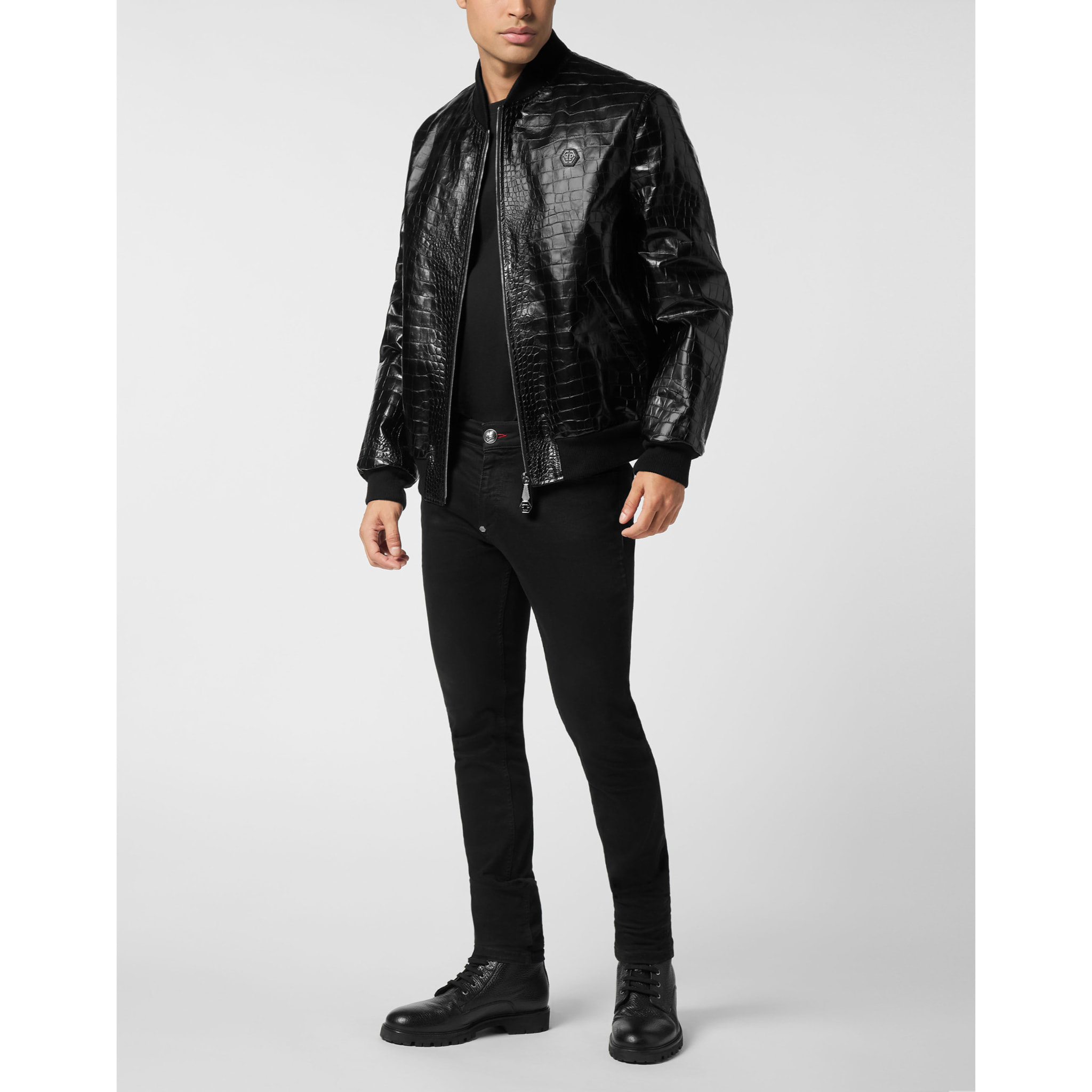 PHILIPP PLEIN Leather Bomber COCCO