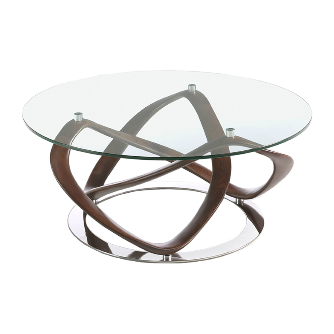 Mesa de centro de cristal y haya 100x100x39cm