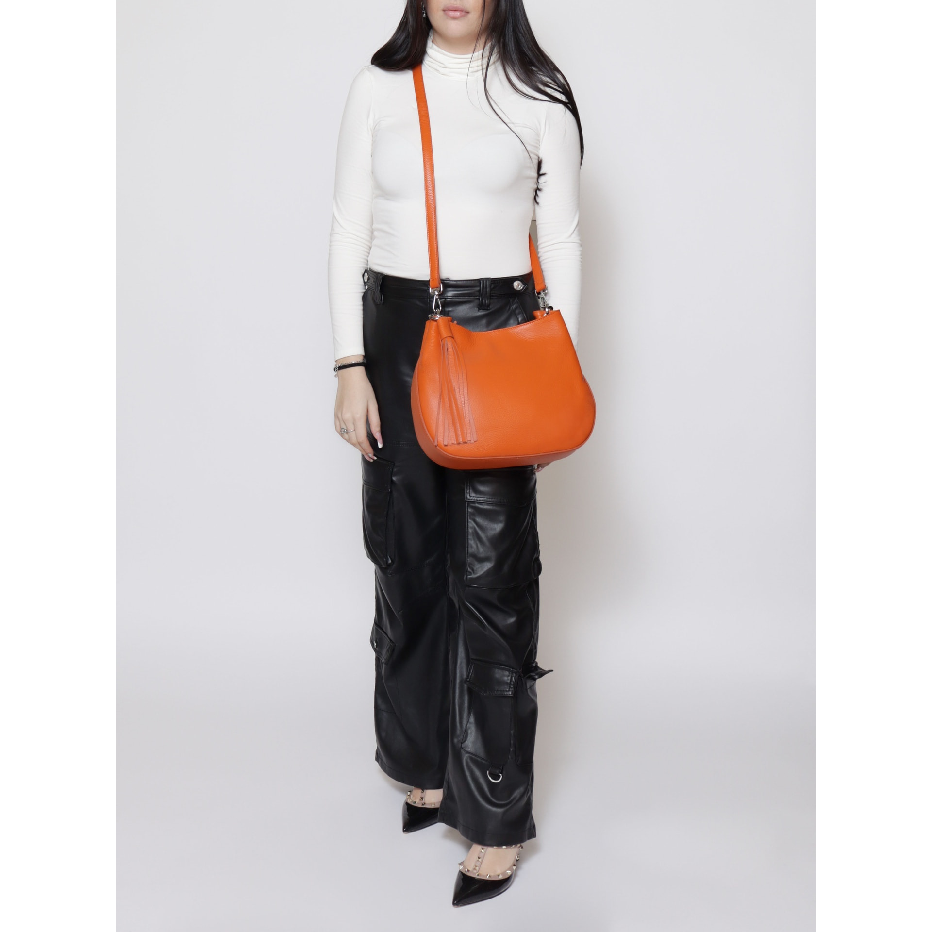 Borsa a spalla da donna - Modello False - Vera pelle - 33.0 x 26.0 x 18.0 cm