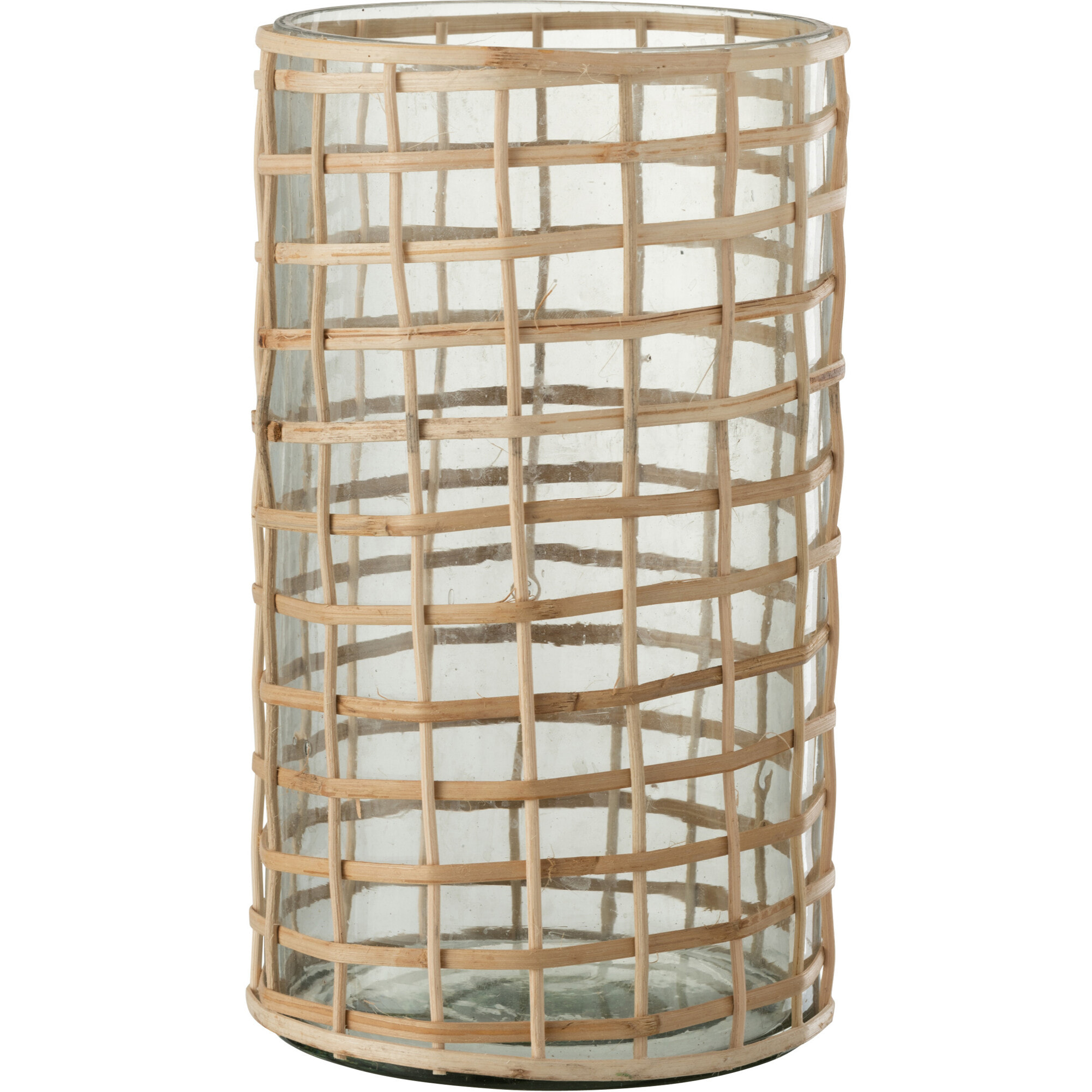 J-Line photophore Violet - verre/rotin - naturel - large