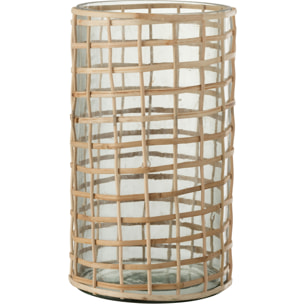 J-Line photophore Violet - verre/rotin - naturel - large