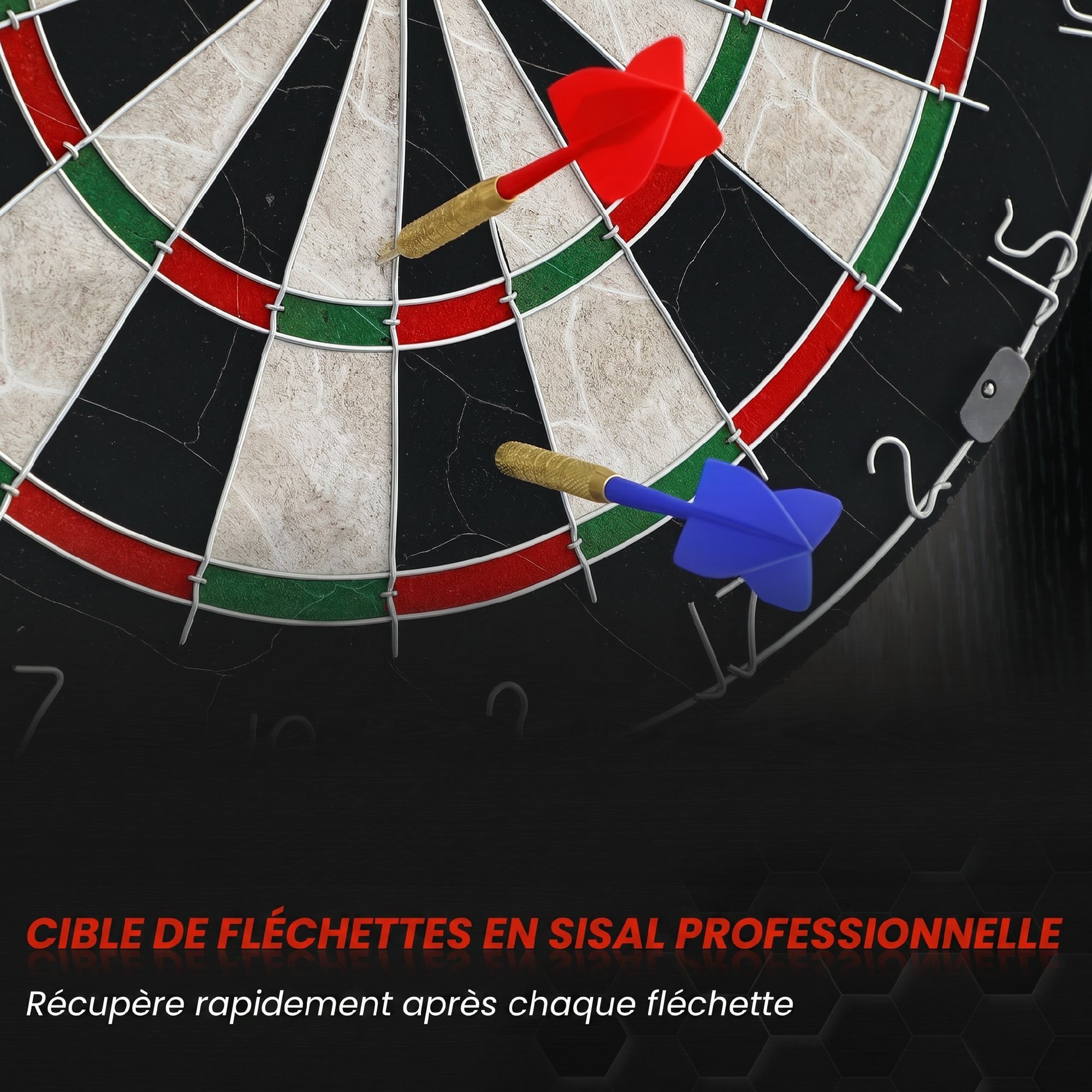 Cible de fléchettes - armoire à fléchettes - jeu de fléchettes - effet bois noir