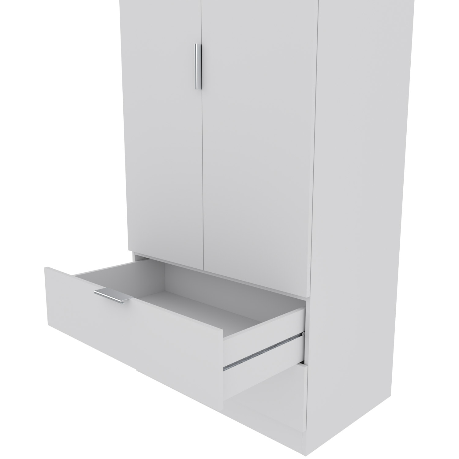 Armadio Santa Clara Armadietto Multiuso per Camera da Letto con Appendiabiti 2 Ante con Maniglie in Metallo e 2 Cassetti 180 x 81 x 52 Cm Bianco