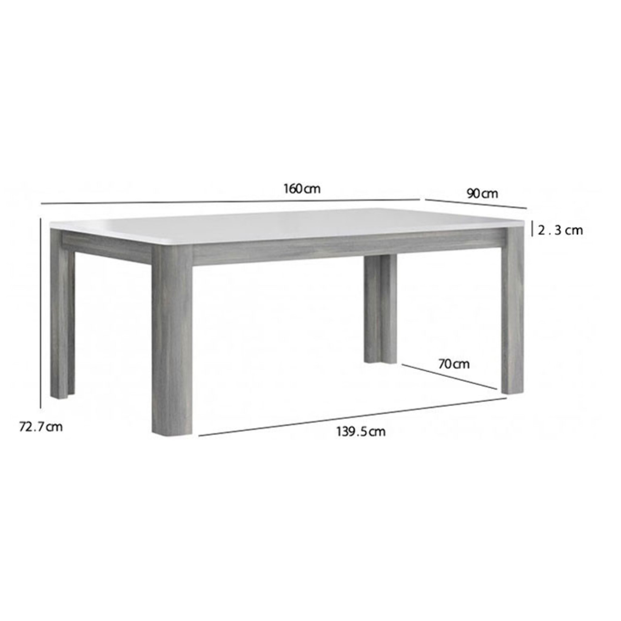 Table extensible style bois plateau laqué 160/206 cm - SENSATION