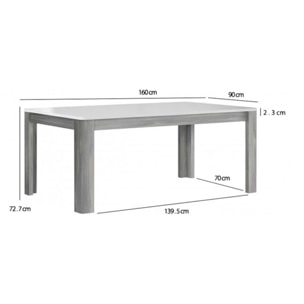 Table extensible style bois plateau laqué 160/206 cm - SENSATION