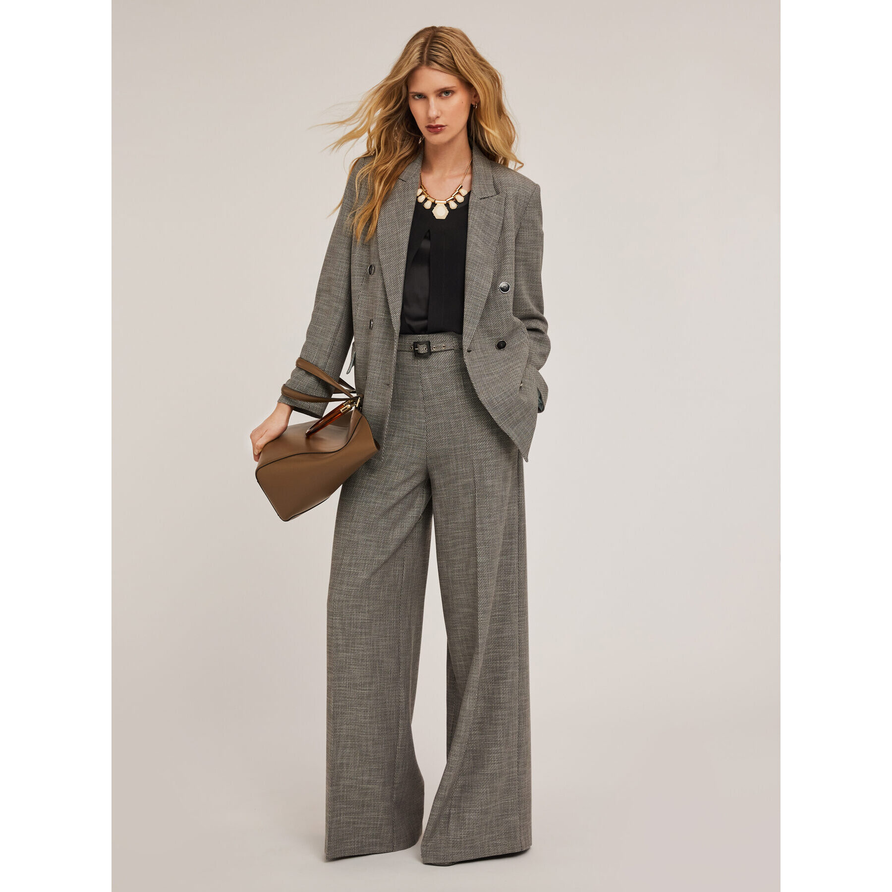 Motivi - Pantaloni palazzo con cinturino - Grigio