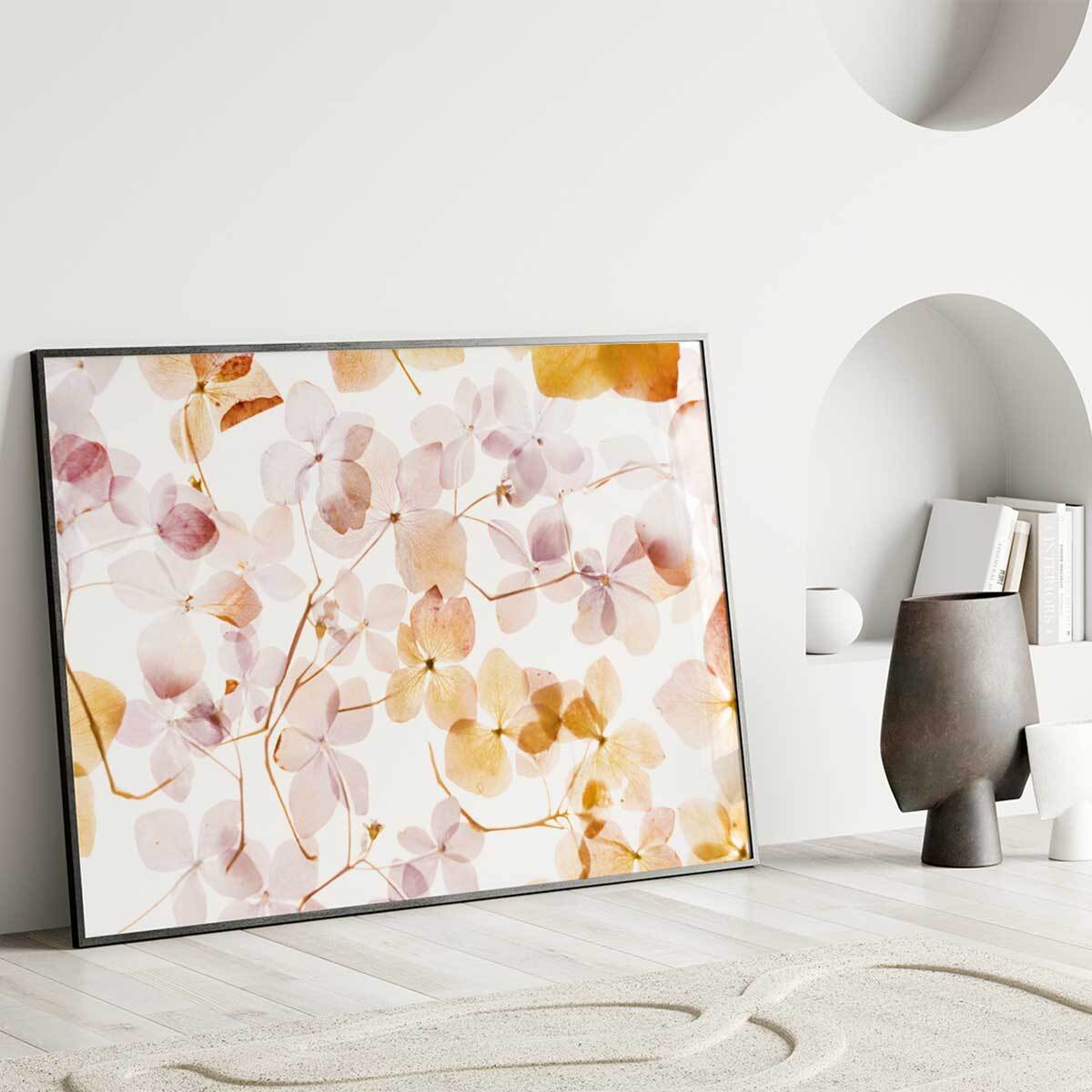 Affiche florale lumineuse affiche encadréee affiche cuisine Affiche + cadre en métal - Noir