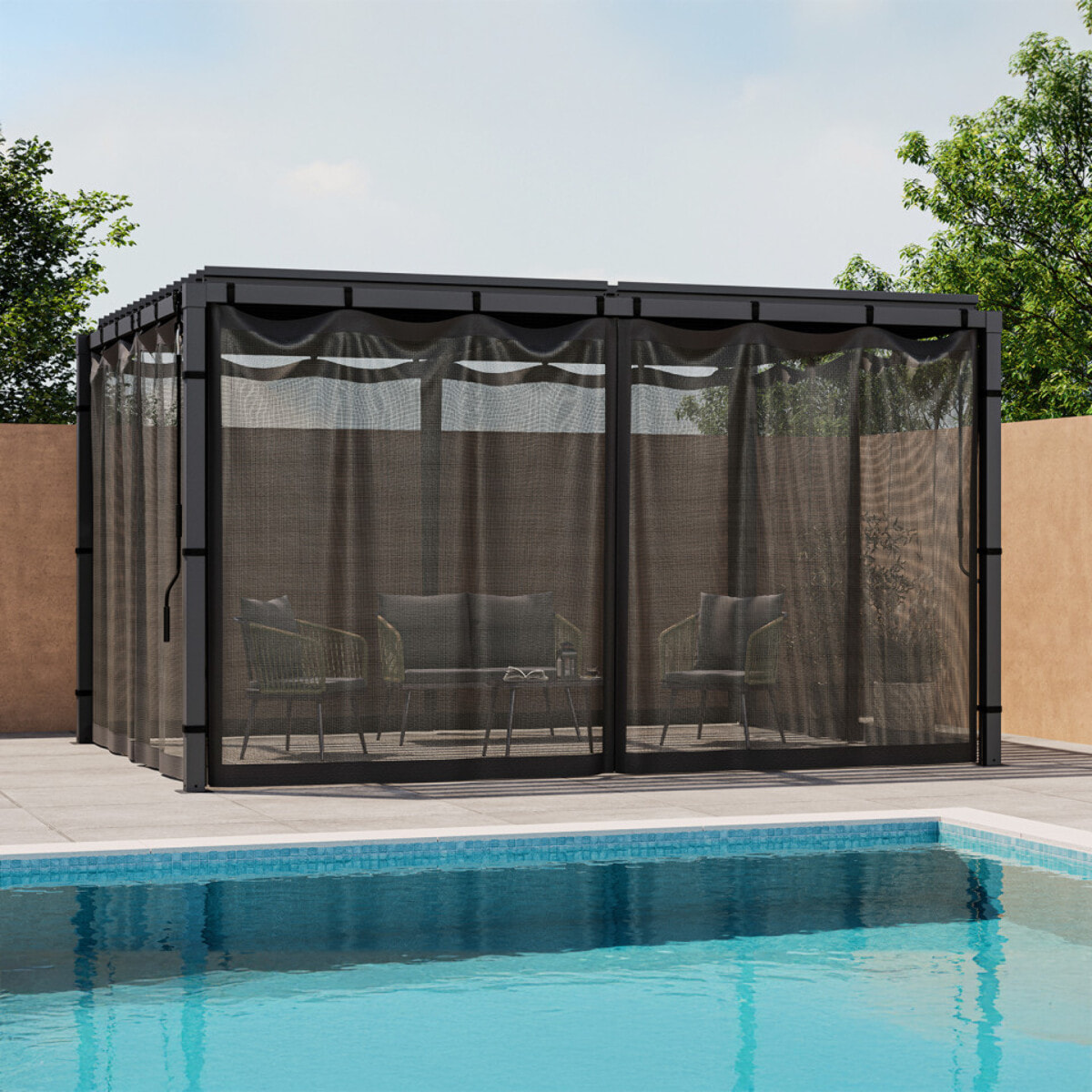 Moustiquaire pour pergola bioclimatique 4x3m