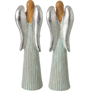 J-Line Anges Décoratifs Pailletés - bleu clair/argenté - 2 pièces