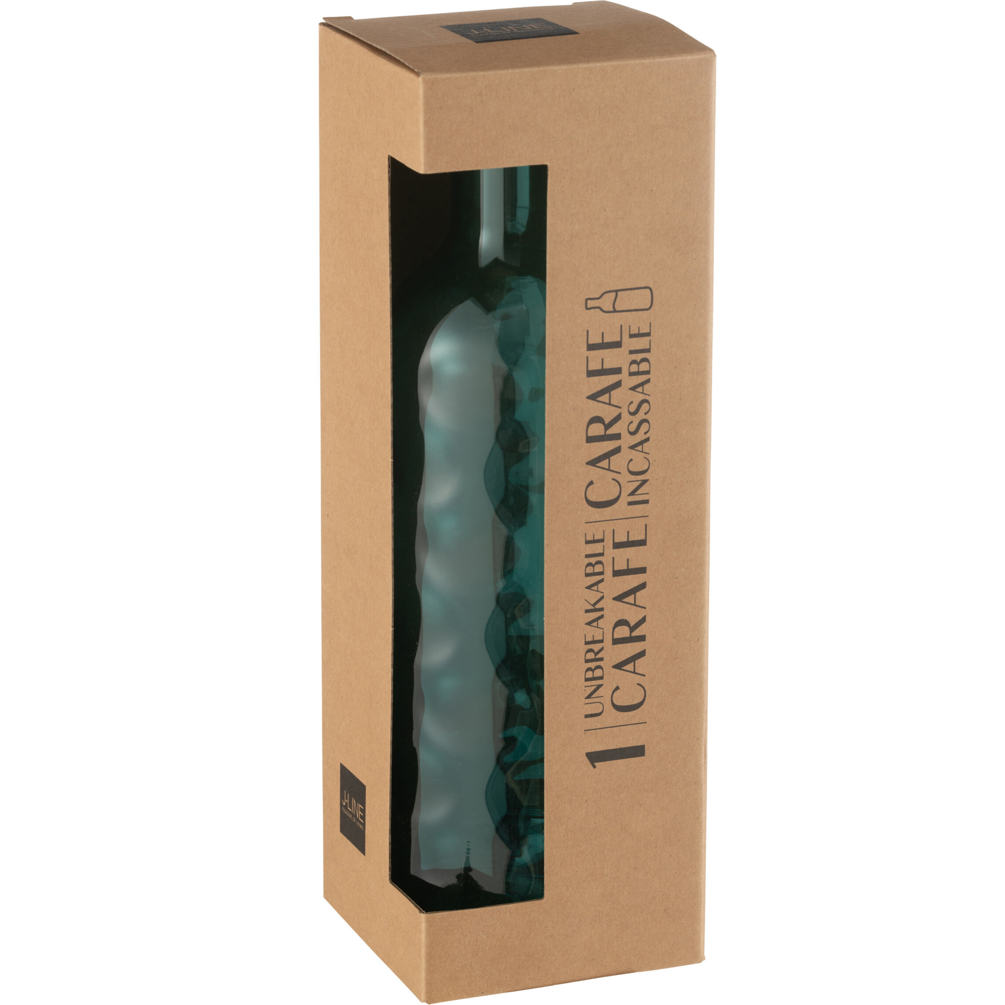 J-Line bouteille Martelée - plastique - bleu - boîte cadeau