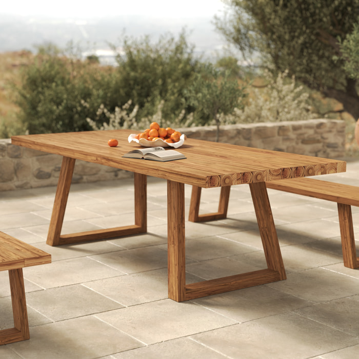 Table de jardin rectangulaire en bois de teck recyclé 10 personnes - Luma