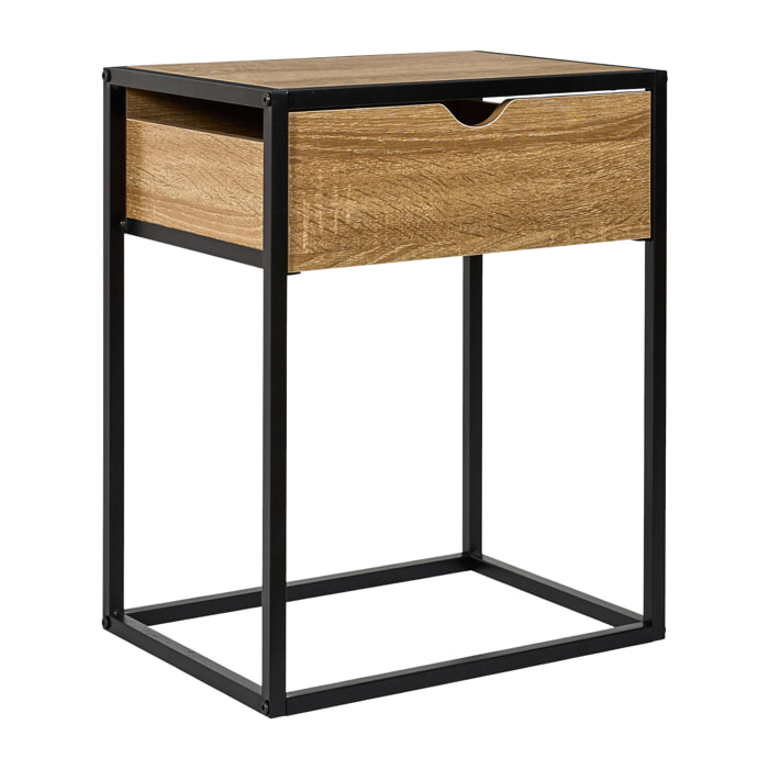 Table de Chevet - HOME DECO FACTORY - Loka - Industriel - Noir et Marron